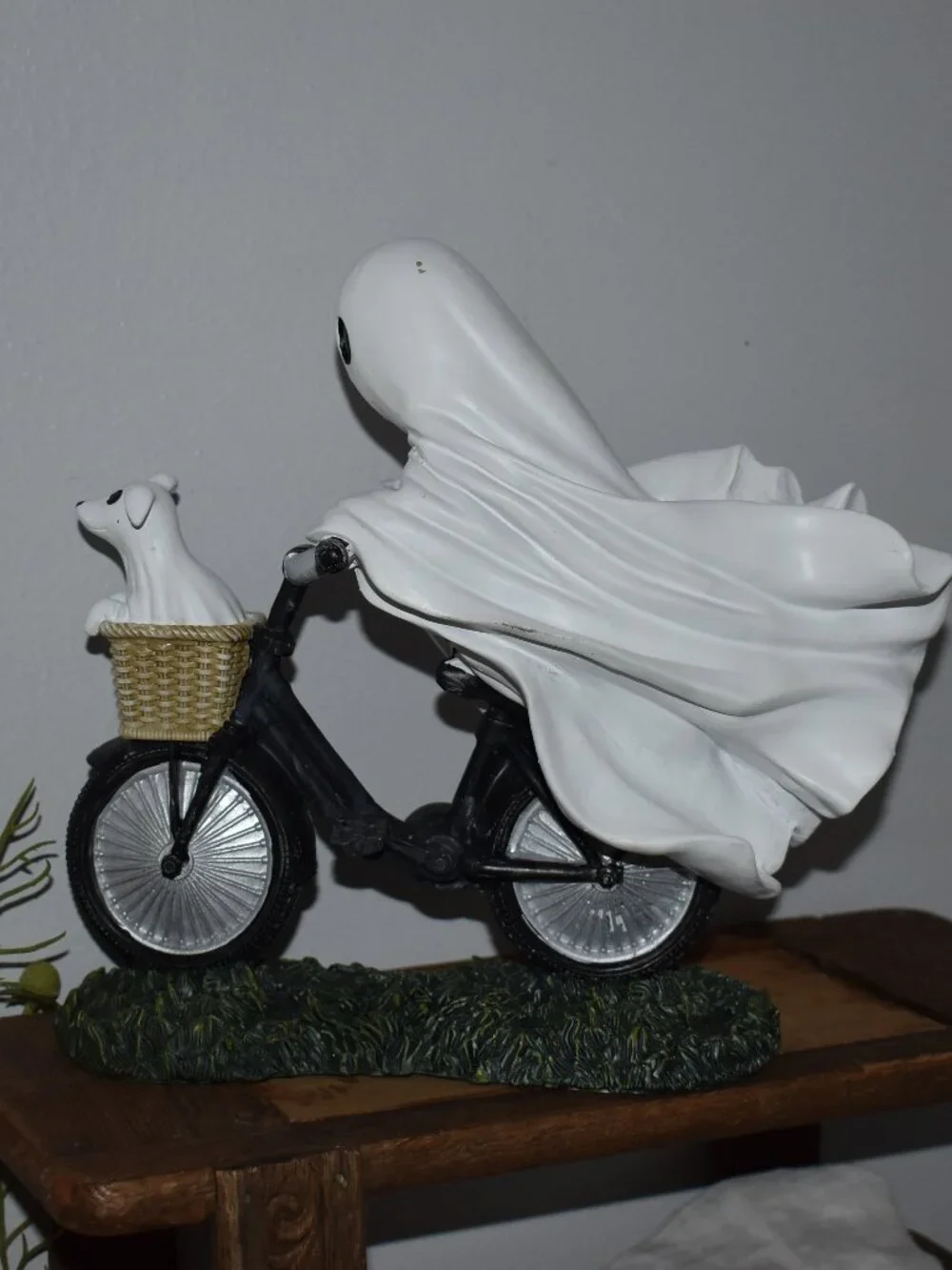 Whimsical Sheet Ghost Riding Bike Dog Fall Halloween Decor